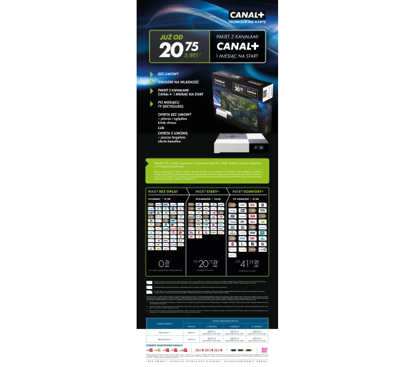 nc+ telewizja na kartę (pakiet Start+ na 1 m-c) - dekoder odnowiony WIFIBOX+ SAGEMCOM DSIW74