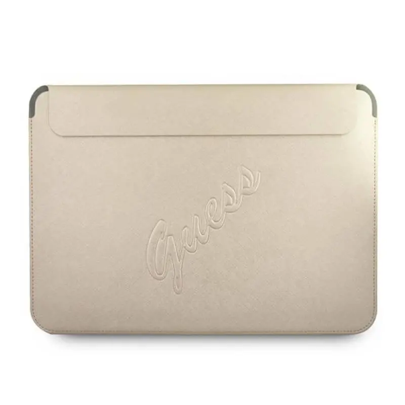 Etui na laptop Guess GUCS13PUSASLG Saffiano Script Złoty