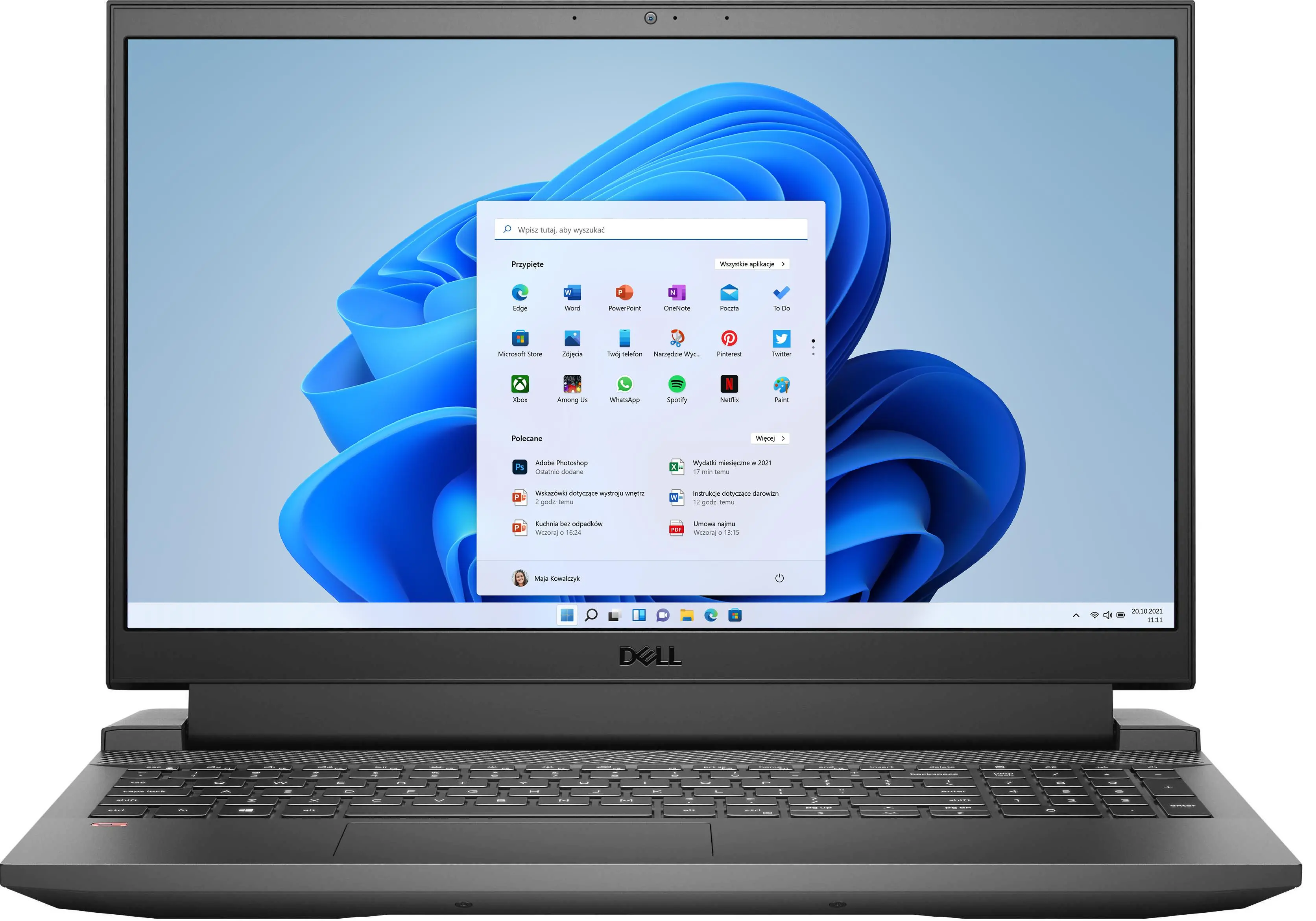 Laptop gamingowy Dell G15 5511-9137 15,6" 120Hz i5-11400H 16GB RAM 512GB Dysk SSD RTX3050Ti Win11 Czarny