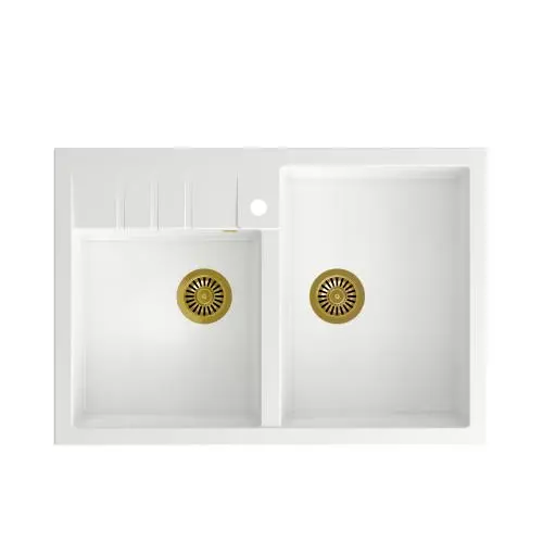 Zlewozmywak Quadron HCQB9062U1_PVDG1 Bill 120 Granitowy Biały/Złoty