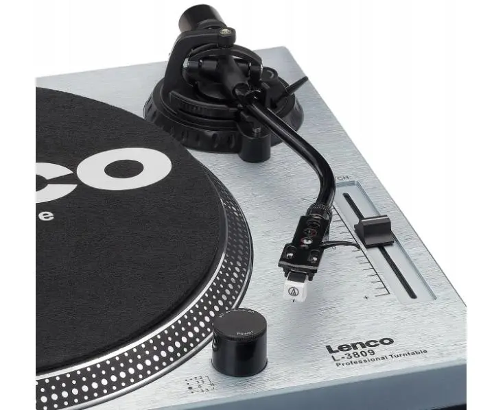 Gramofon Lenco L-3809ME Manualny Napęd bezpośredni Przedwzmacniacz Srebrny