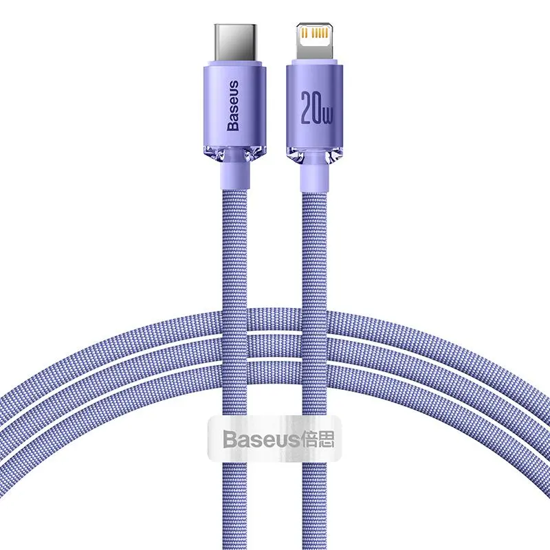 Kabel Baseus USB-C do Lightning Crystal 20W PD 1,2m Fioletowy