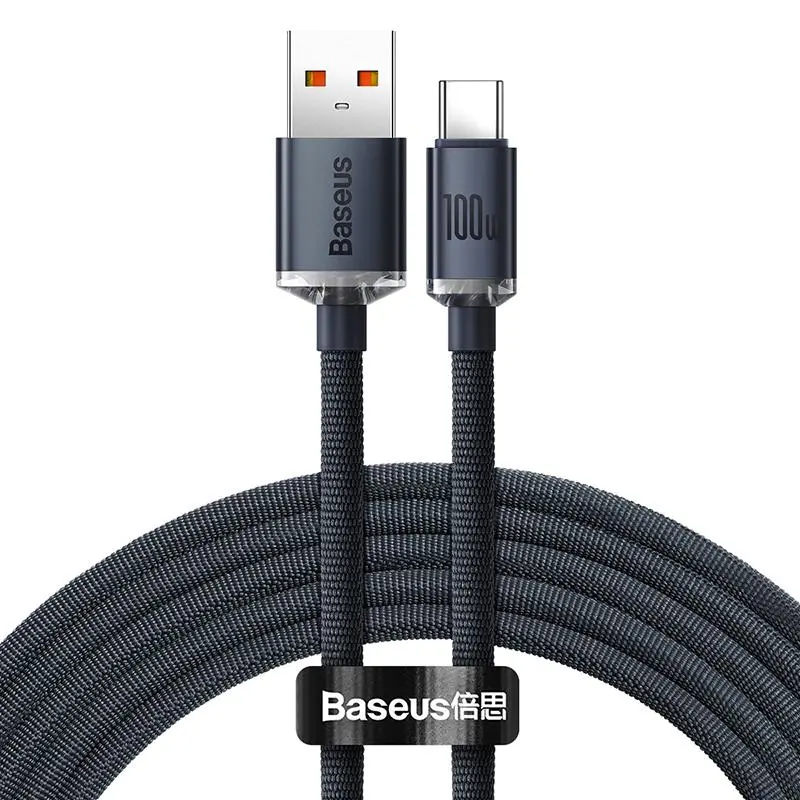 Kabel Baseus USB-C Crystal 100W 1,2m Czarny