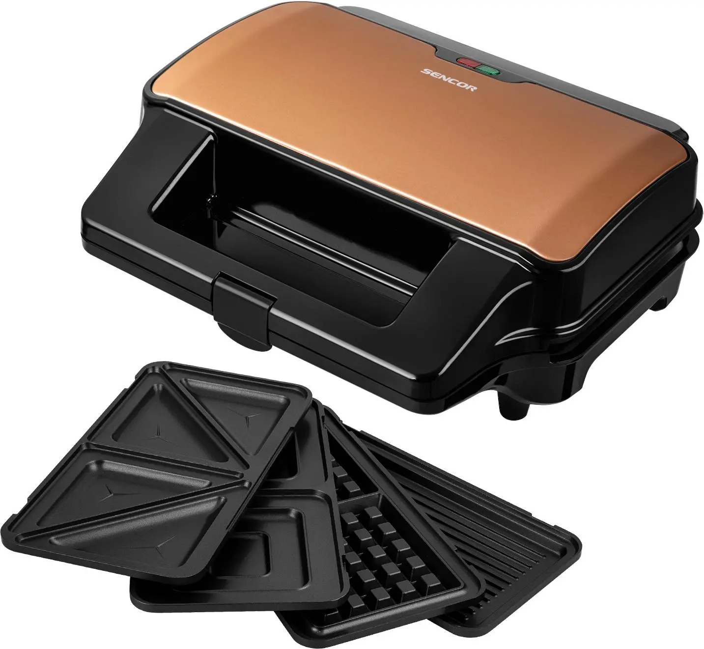 Opiekacz Sencor SSM 9976GD 4w1 Trójkąty Gofry Panini Kwadraty 900W