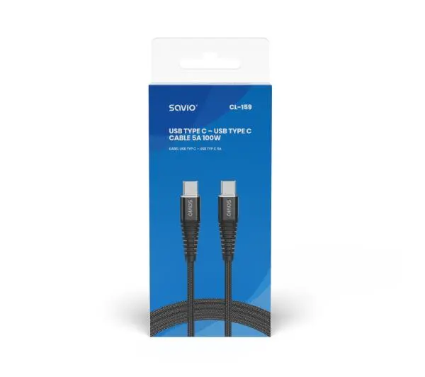 Savio CL-159 USB-C do USB-C 100W 1m Czarny