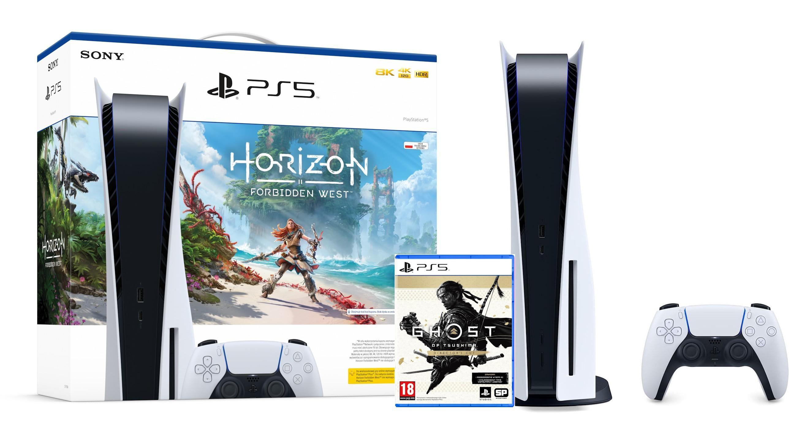 Konsola Sony PlayStation 5 (PS5) z napędem - Horizon Forbidden West - Ghost of Tsushima Directors Cut