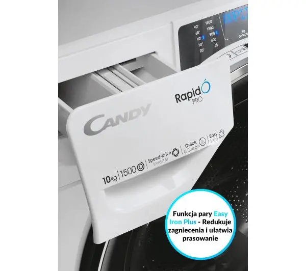 Candy RapidO Pro RP 5106BWMBC/1-S 10kg 1500obr/min Zdalne sterowanie - DRUGI -30%, ALBO 5-TY ZA 1ZŁ - Kup na Raty - RRSO 0%