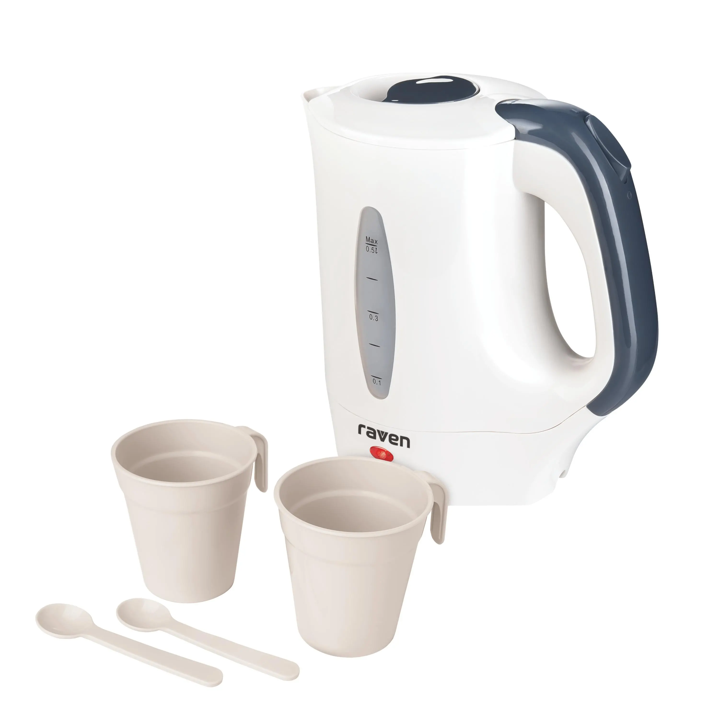 Czajnik Raven ECT001X 0,5l 650W turystyczny dwa kubki dwie łyżeczki