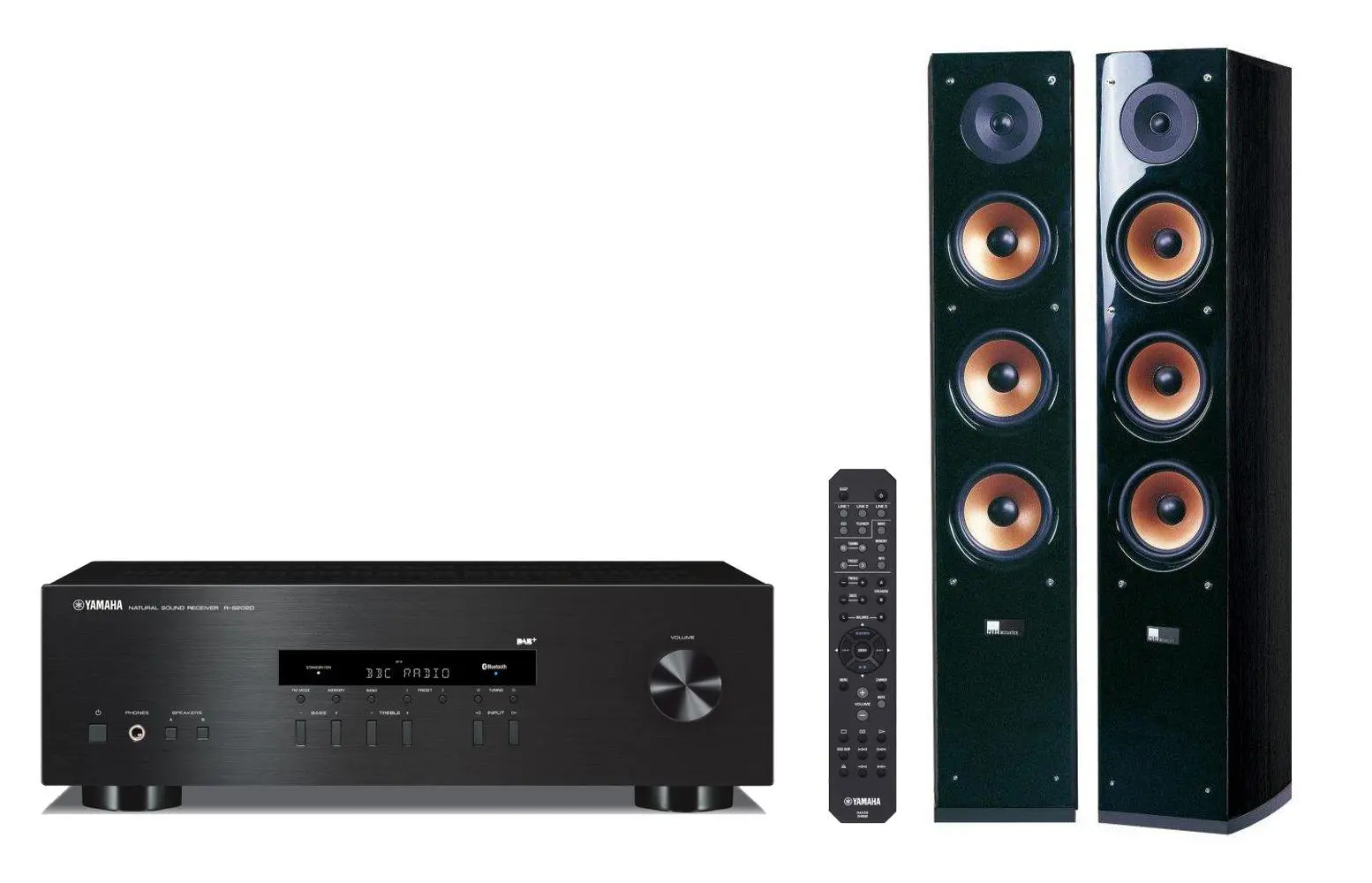 Zestaw stereo Yamaha R-S202D Czarny, Pure Acoustics NOVA 8 Czarny