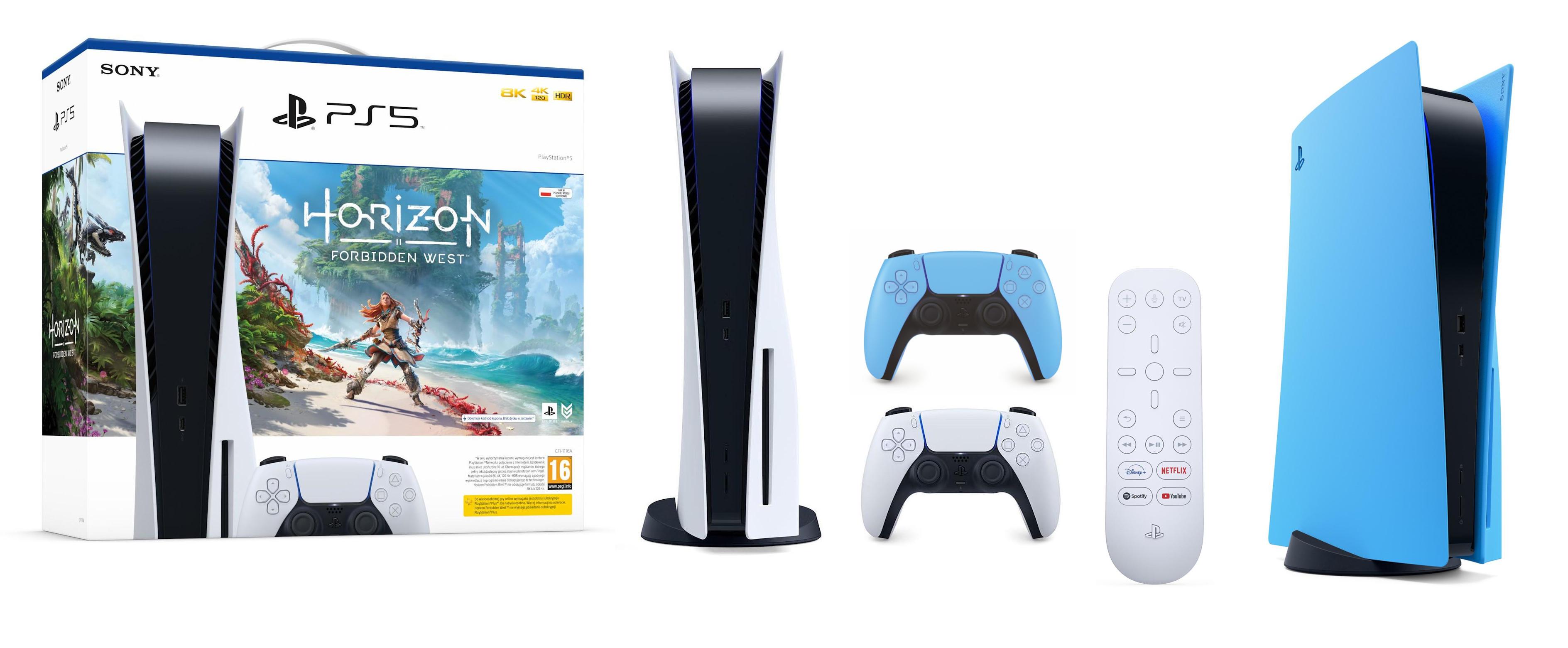 Konsola Sony PlayStation 5 (PS5) z napędem - Cover Plate (starlight blue) - dodatkowy pad (niebieski) - pilot