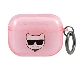 Karl Lagerfeld KLA3UCHGP Glitter Choupette Head AirPods 3 Cover Różowy