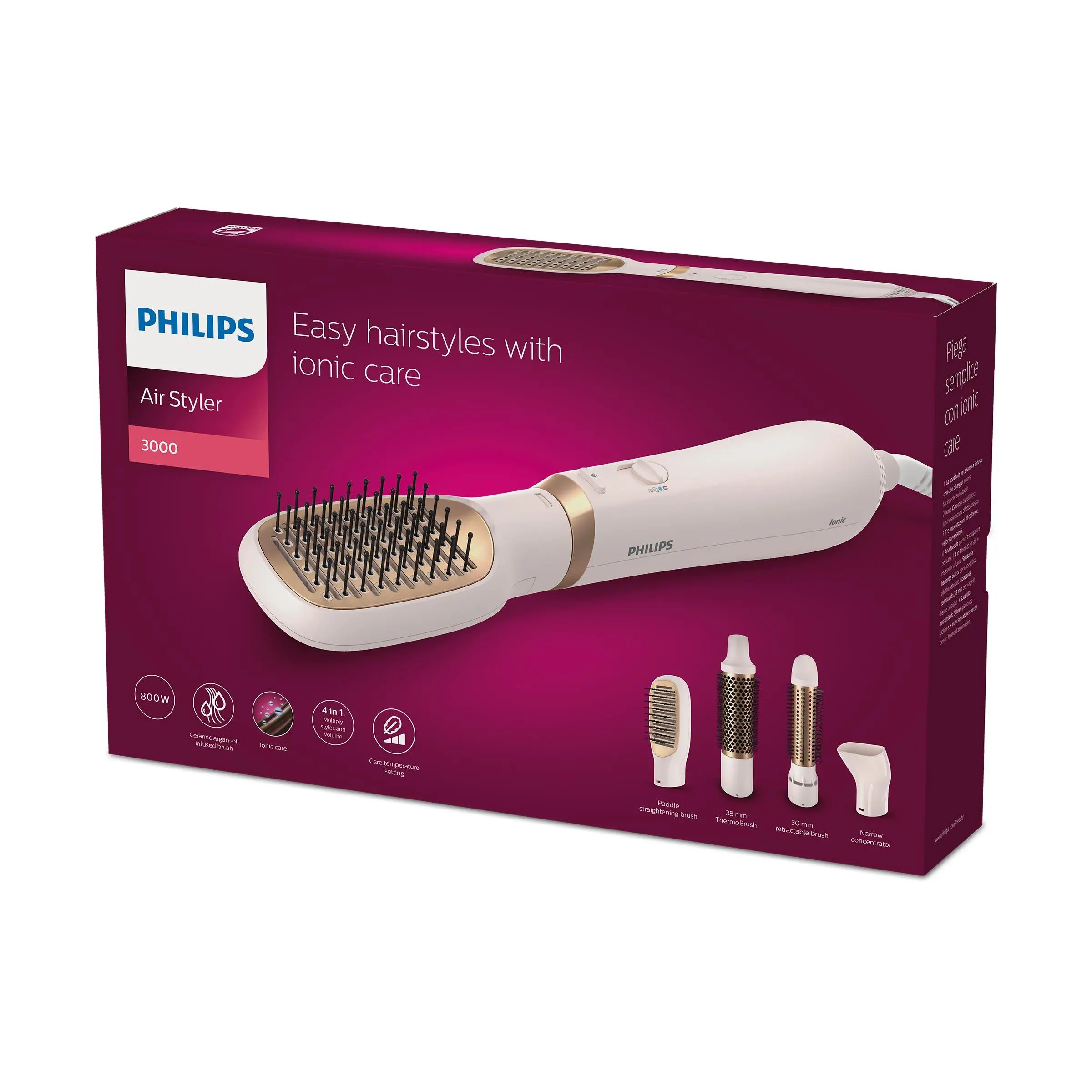 Suszarko-lokówka Philips BHA310/00 800W Jonizacja Zimny nawiew Średnica szczotki 30mm 38mm 3 poziomy temperatury