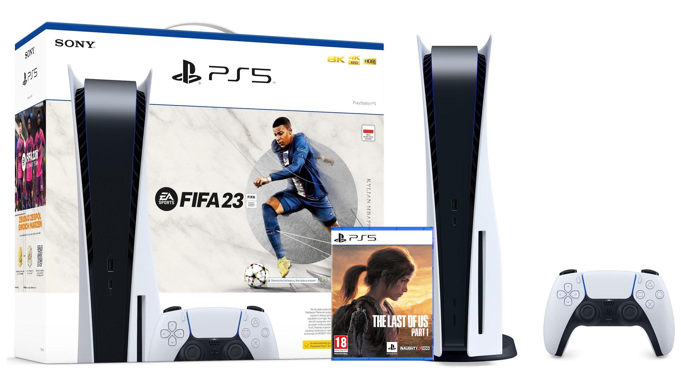 Konsola Sony PlayStation 5 (PS5) z napędem - FIFA 23 - The Last of Us Part I