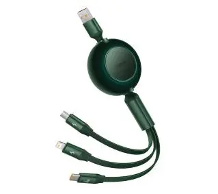 Baseus CAMJ010106 USB 3w1 Bright Mirror 3 micro USB Lightning USB-C 66W 2A 1,1m Zielony