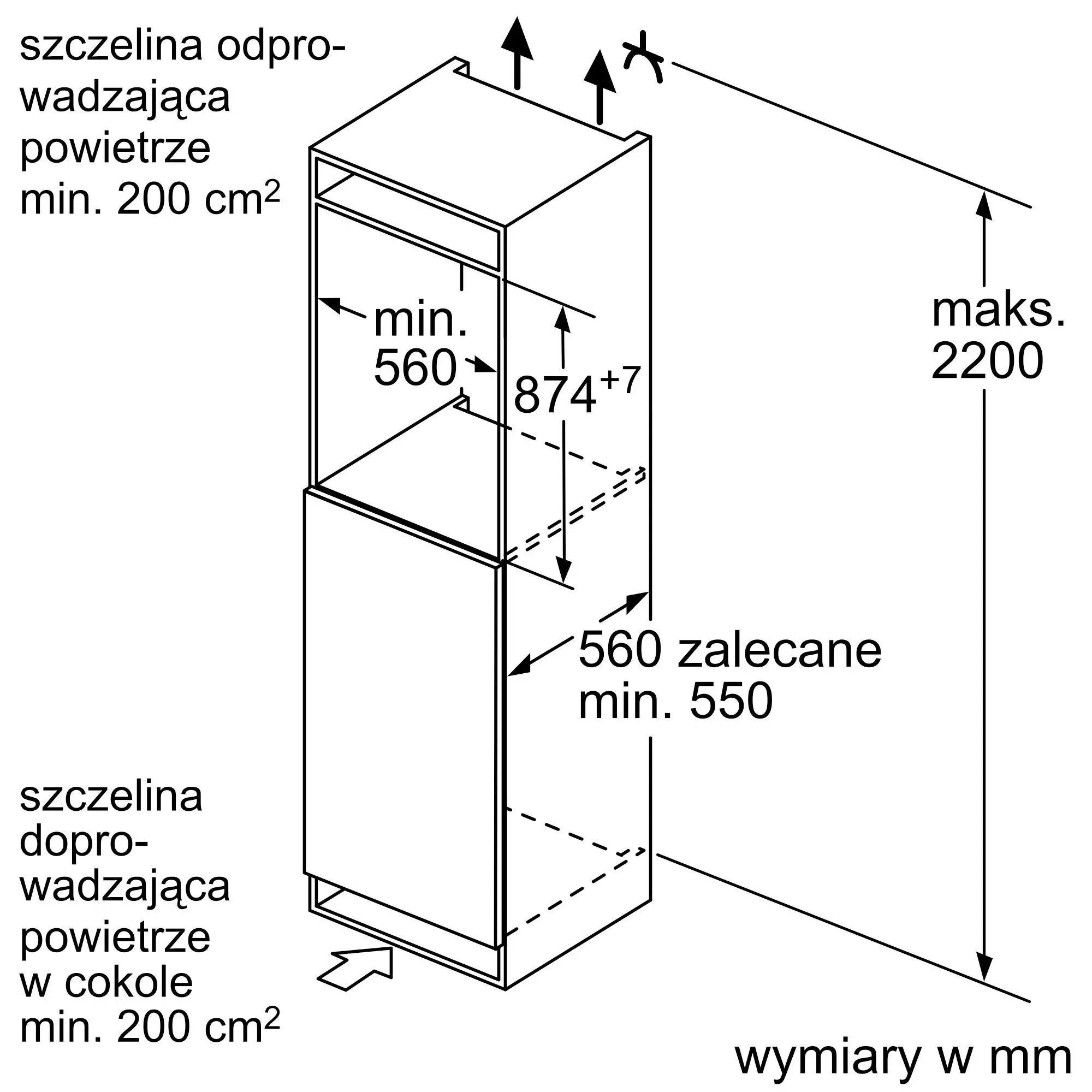 Lodówka Bosch KIL22NSE0 87,4cm Szuflada z kontrolą wilgotności