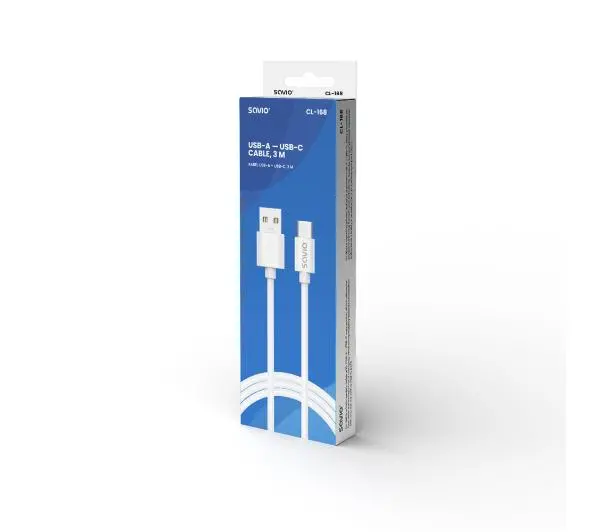 Savio CL-168 USB-A-USB-C 2A 3m Biały