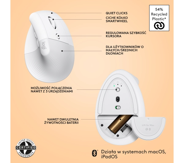 Logitech Lift dla Mac Biały