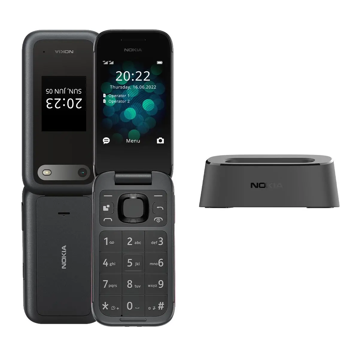 Telefon Nokia 2660 Flip 4G 2,8" 0.3Mpix Czarny + stacja ładująca