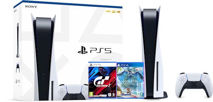 Konsola Sony PlayStation 5 (PS5) z napędem - Horizon Forbidden West - Gran Turismo 7