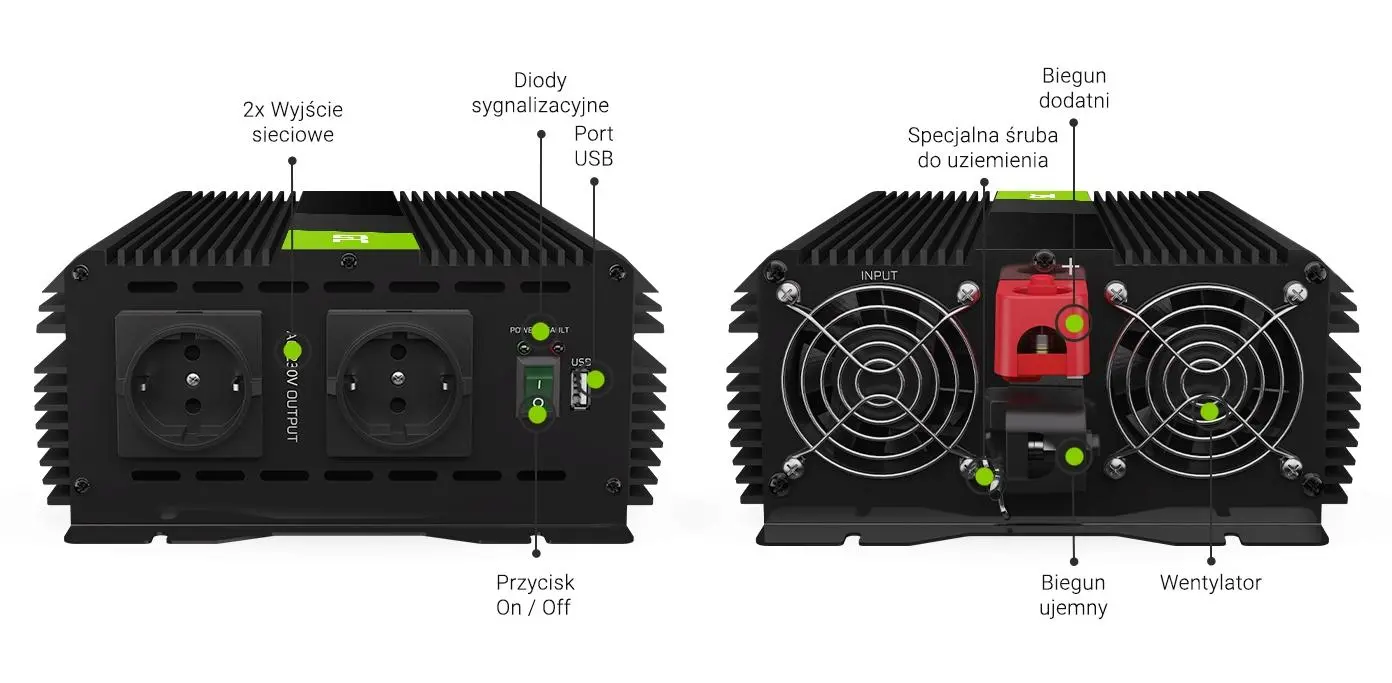 Фото Перетворювач (інвертор) Green Cell PRO 12V 230V 2000W/4000W (INVGC10)