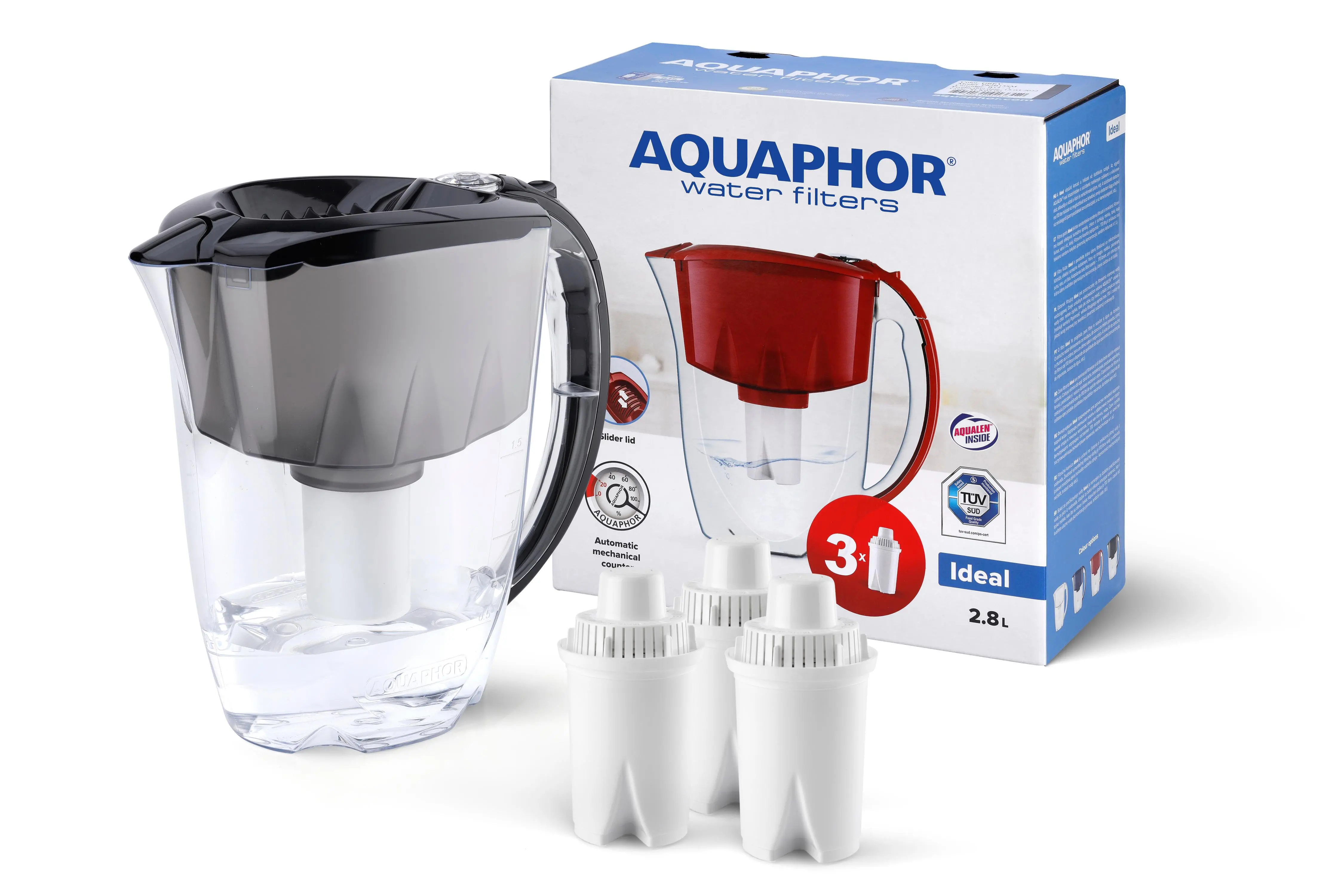Dzbanek filtrujący Aquaphor Ideal 2,8l 3 wkłady Czarny