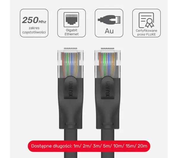 Unitek C18113GBK Ethernet Cat.6 0,3m