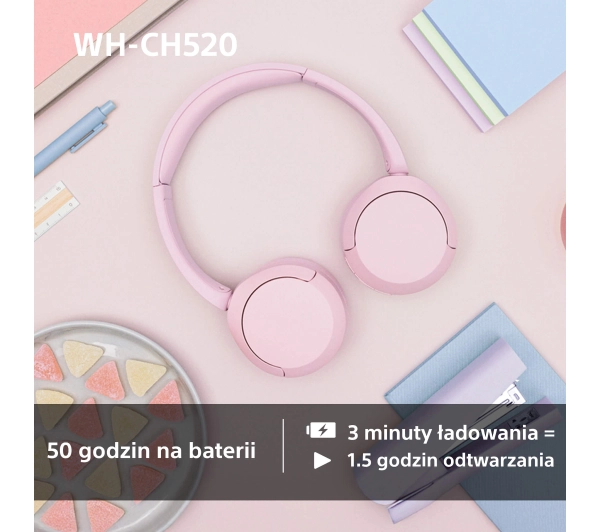 Sony WH-CH520 Nauszne Bluetooth 5.2 Biały - ⚡ BESTSELLERY ⚡