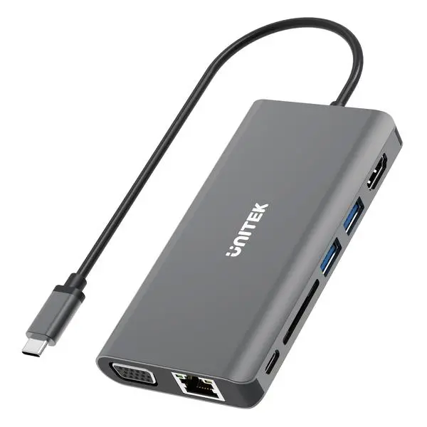 Hub USB Unitek D1019B USB-C 3.1 8w1 z Power Delivery 100W Czarny