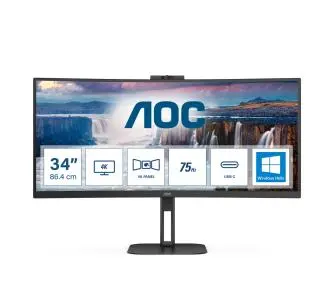 Monitor AOC CU34V5CW/BK  z kamerą internetową 34" UWQHD VA 100Hz 1ms Zakrzywiony