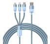 Kabel Baseus 3w1 StarSpeed 3,5A 1,2m Niebieski