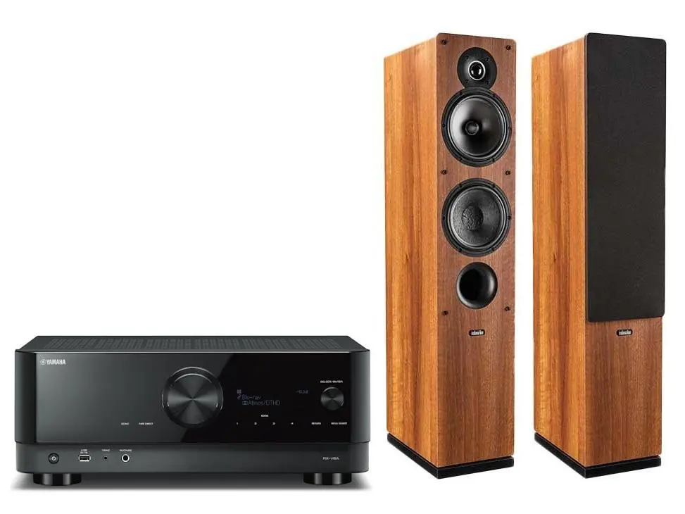 Zestaw stereo Yamaha MusicCast RX-V6A Czarny, Indiana Line Tesi 561 Orzech