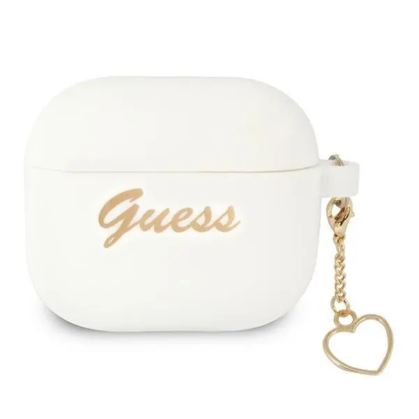 Etui na słuchawki Guess Silicone Charm Heart Collection GUA3LSCHSH do AirPods 3 Biały
