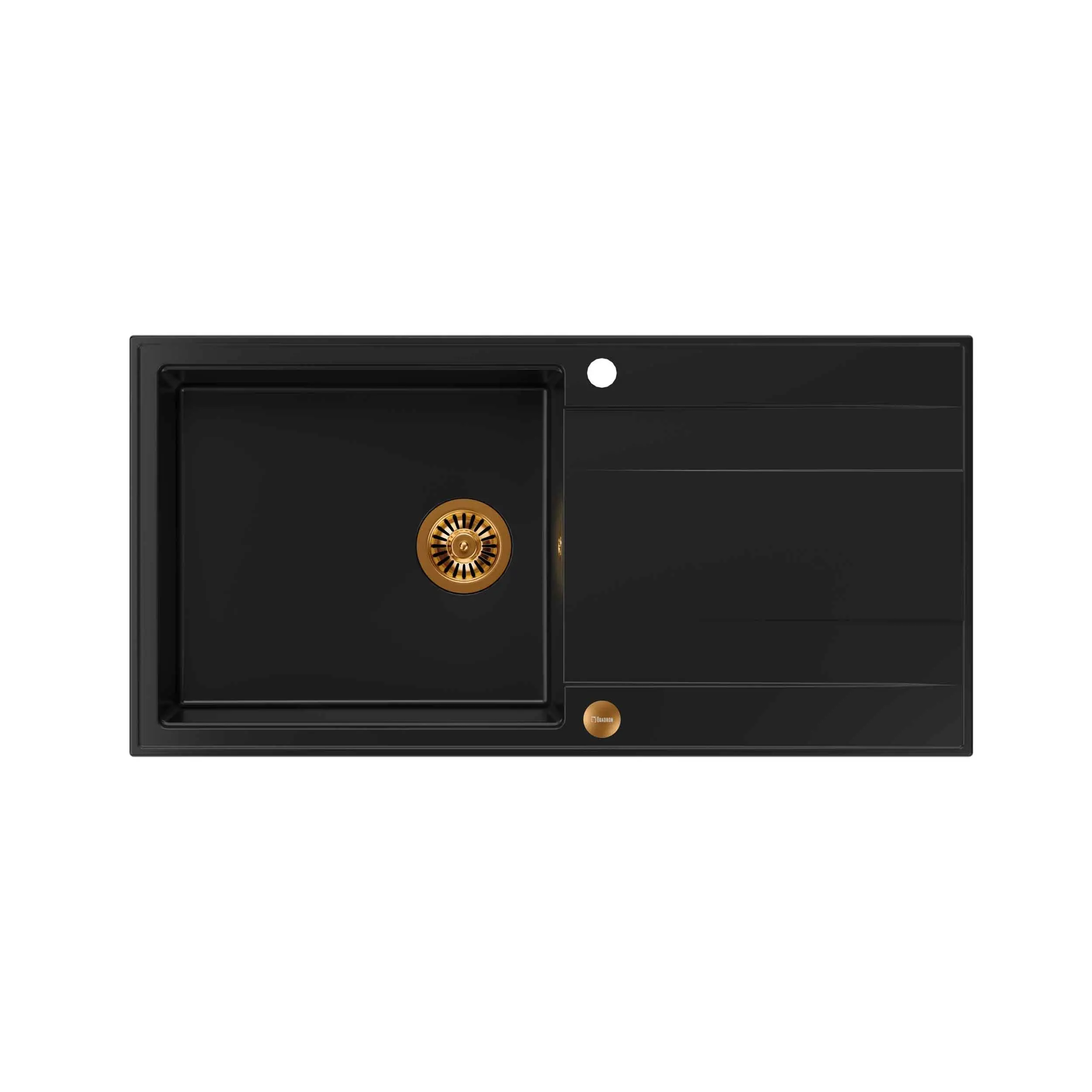 Zlewozmywak Quadron HCQE10050U7_PVDC1 P2O Evan 146 XL Granitowy Czarny mat/Miedziany