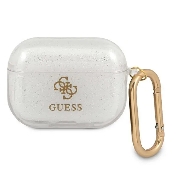Etui na słuchawki Guess Glitter Collection do AirPods Pro Przezroczysty/Złoty