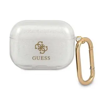 Etui na słuchawki Guess Glitter Collection do AirPods Pro Przezroczysty/Złoty