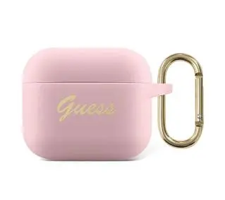 Guess Silicone Vintage Script do AirPods 3 Różowy