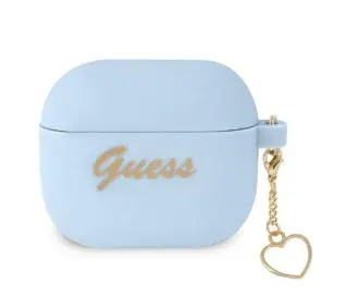 Guess Silicone Charm Heart Collection do AirPods 3 Niebieski