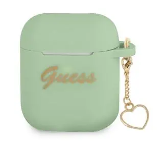 Guess Silicone Charm Heart Collection do AirPods Zielony