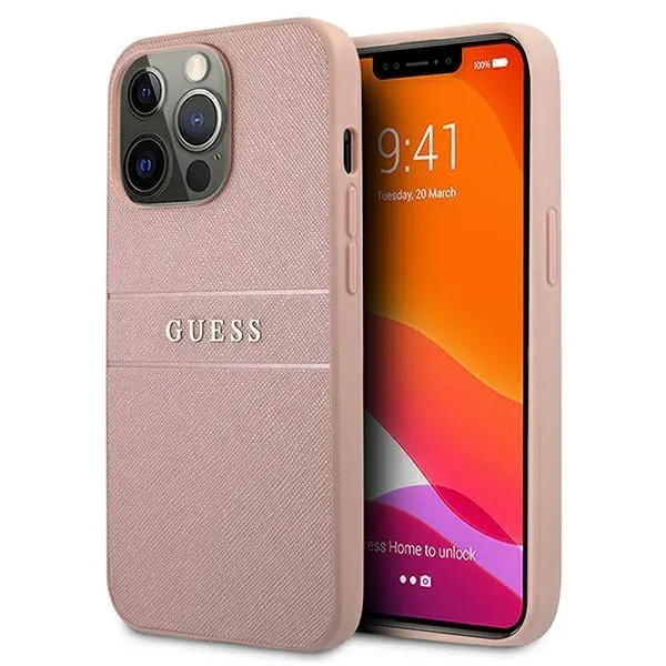 Etui Guess Saffiano Stripe GUHCP13XPSASBPI do iPhone 13 Pro Max