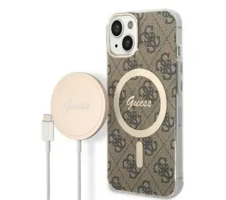 Guess GUBPP14MH4EACSW  ładowarka indukcyjna + etui 4G Print MagSafe do iPhone 14 Plus