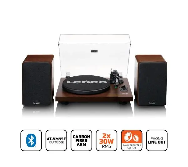 Lenco LS-600WA Automatyczny Napęd paskowy Przedwzmacniacz Bluetooth Orzech + glośniki - Kup na Raty - RRSO 0%