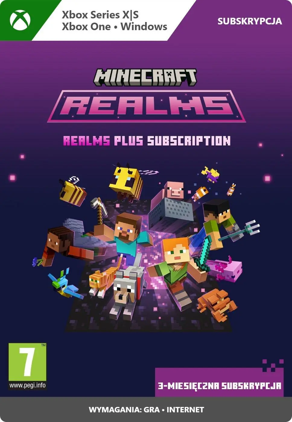 Minecraft Realms - 3 miesięczna subskrypcja [kod aktywacyjny] - PC, Xbox Series X/S / Xbox One