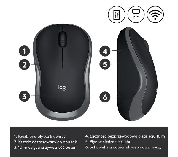 Logitech M185 Czarno-szary
