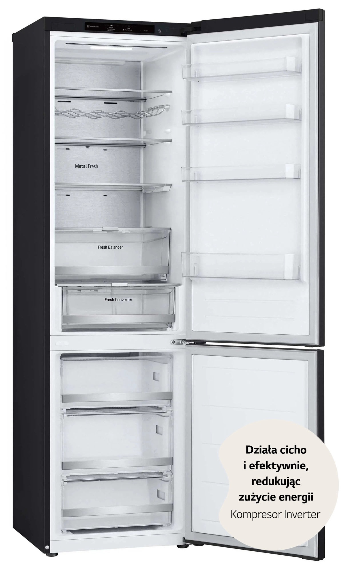 Lodówka LG GBV7280DEV Pełny No Frost 203cm Szuflada z kontrolą wilgotności Ciemny grafit stal