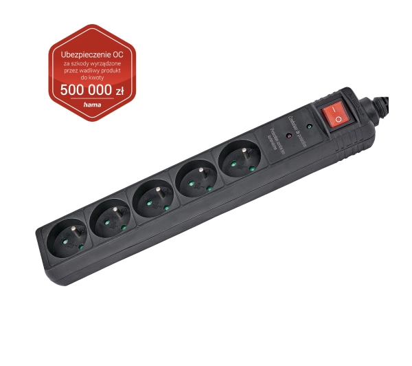 Hama P2223771 5 gniazd 1,5m Czarny