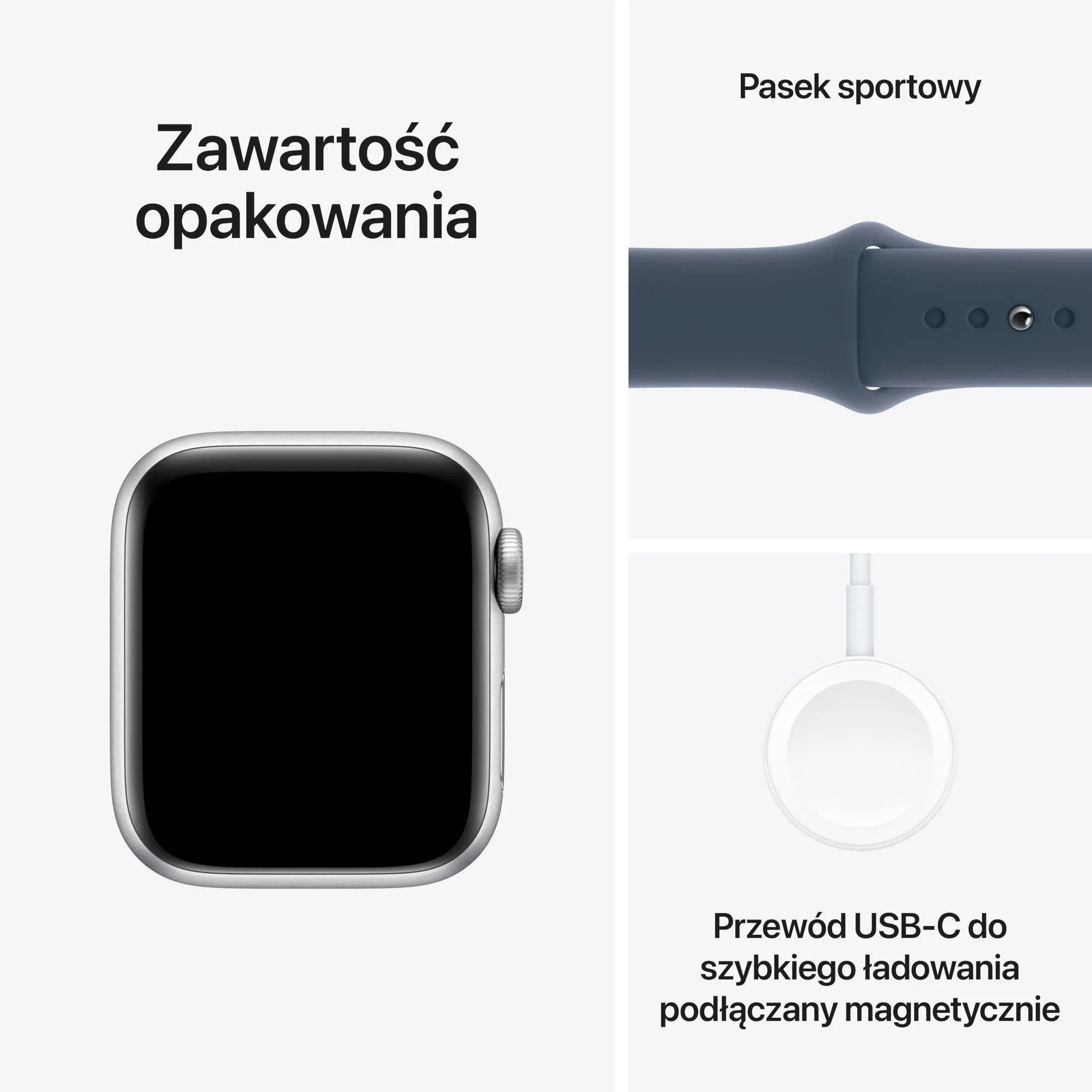 Apple Watch SE 2gen GPS  koperta 40mm z aluminium  Srebrnym pasek sportowy Sztormy błękit  S/M
