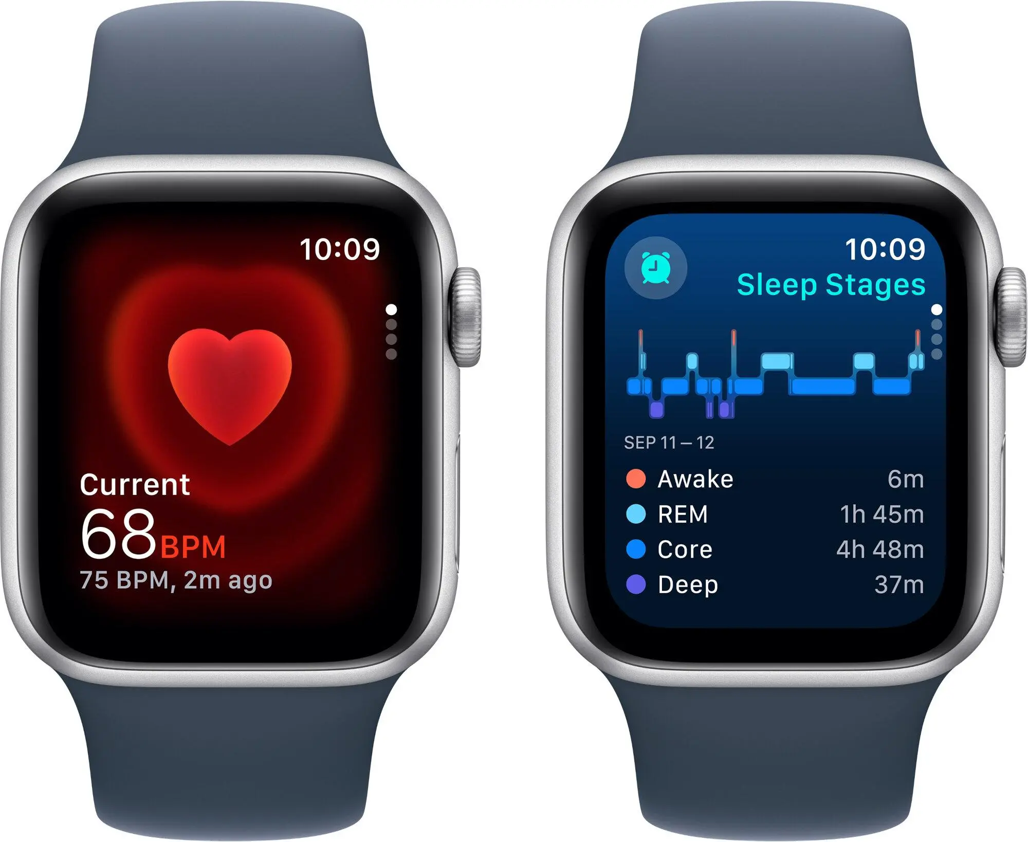 Apple Watch SE 2gen GPS  koperta 40mm z aluminium  Srebrnym pasek sportowy Sztormy błękit  S/M