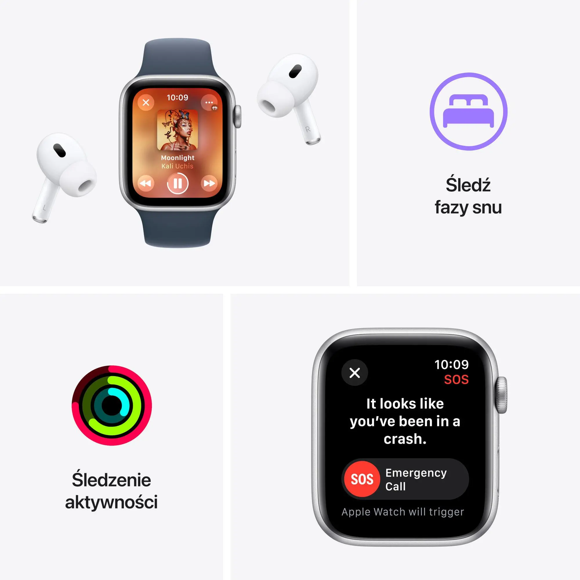 Apple Watch SE 2gen GPS  koperta 40mm z aluminium  Srebrnym pasek sportowy Sztormy błękit  S/M