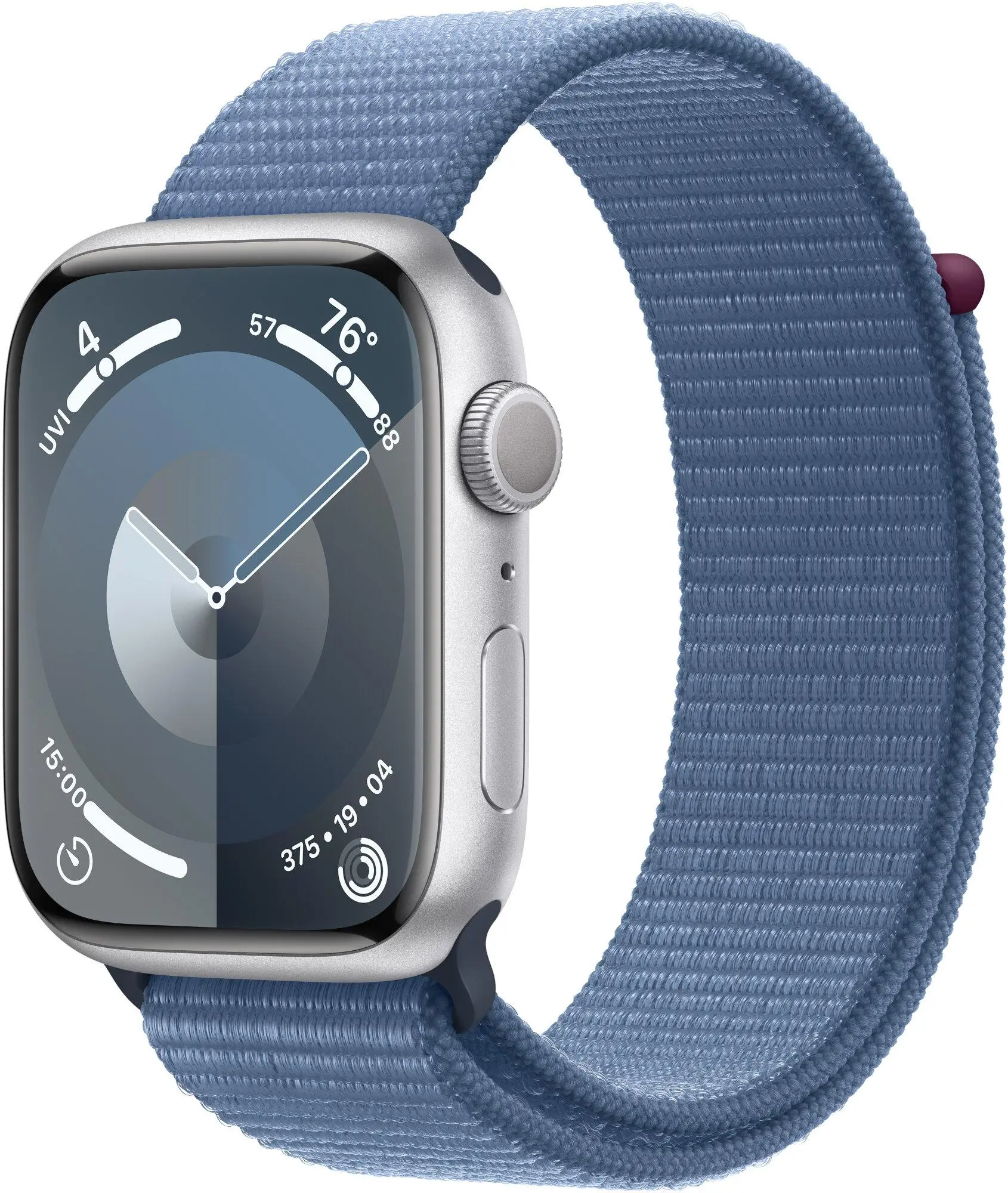 Apple Watch Series 9 GPS koperta 45mm z aluminium Srebrnym opaska sportowa Zimowego błękitu