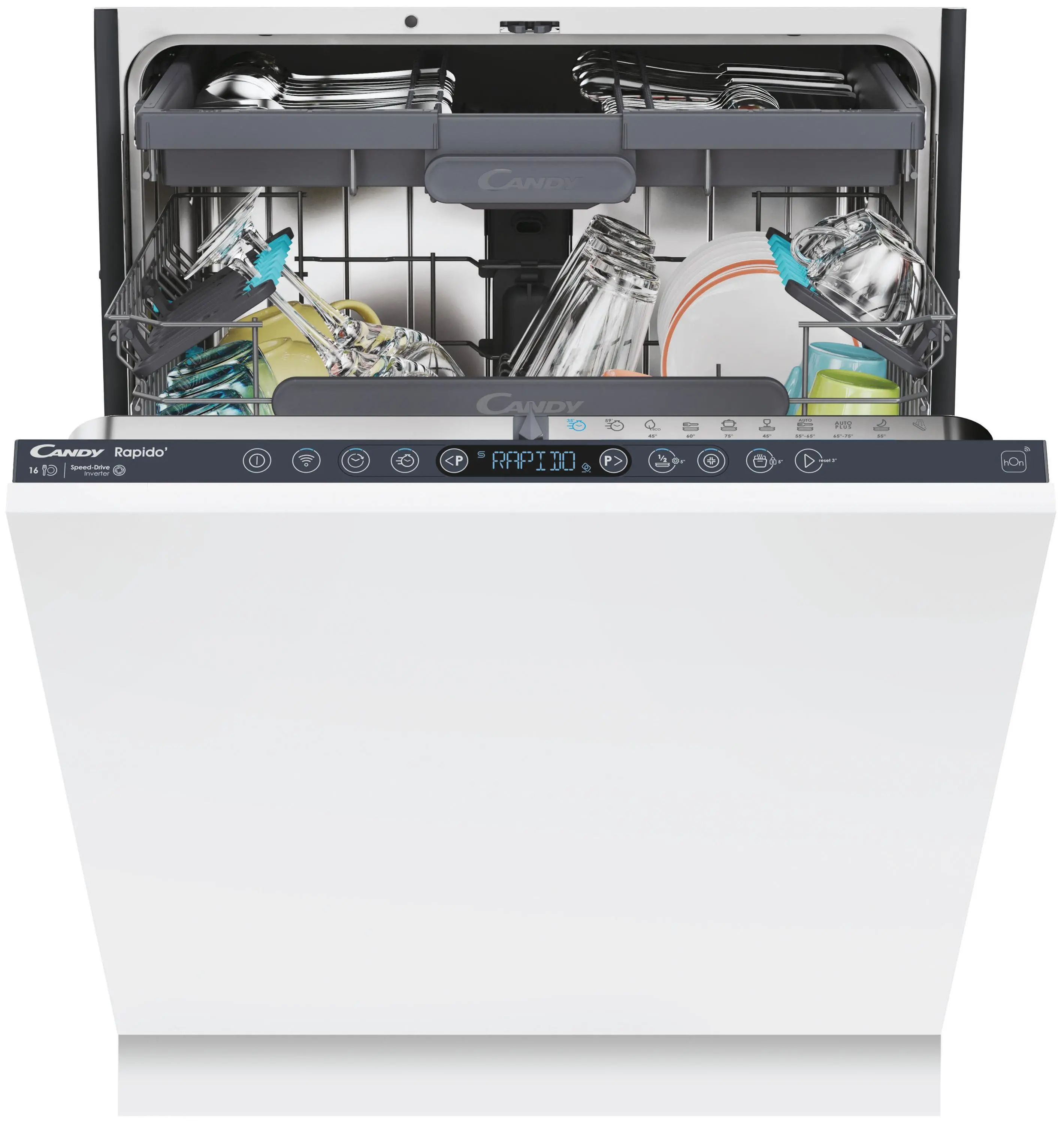 Zmywarka Candy RapidO CI 6B4S1PSA1 59,7cm Automatyczne otwieranie drzwi Szuflada na sztućce Zdalne sterowanie